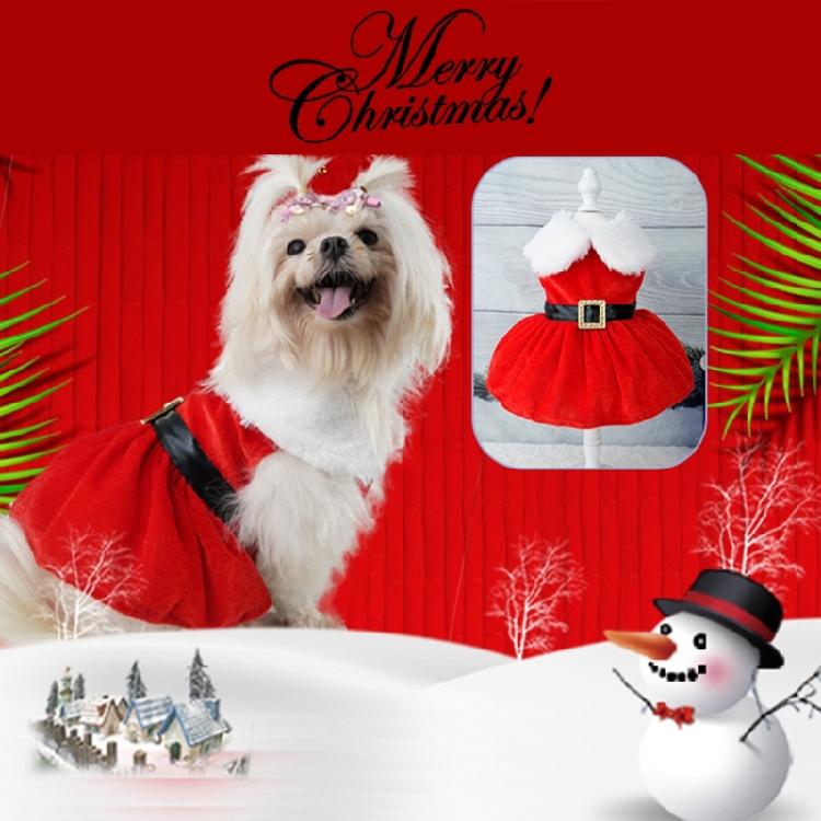 Santa Claus Suit Red Dresses Fashion Dog Cats Warm Photo Costume Pet Supplies