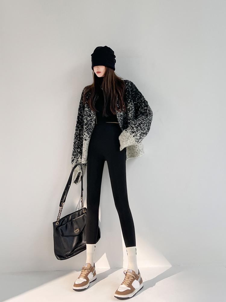 Autumn Winter Lamb Velvet Thicken Sharkskin Leggings Women High Waist Seamless Slimming Warm Leggings Pants