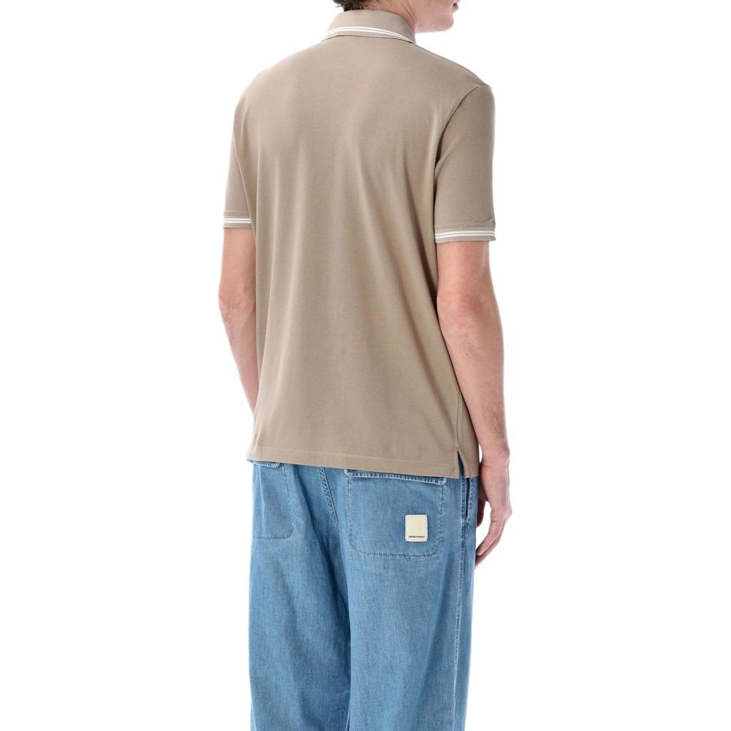 Emporio Armani Striped Logo Short Sleeve Polo Shirt Men tops Brown EM000852AF12955F6055