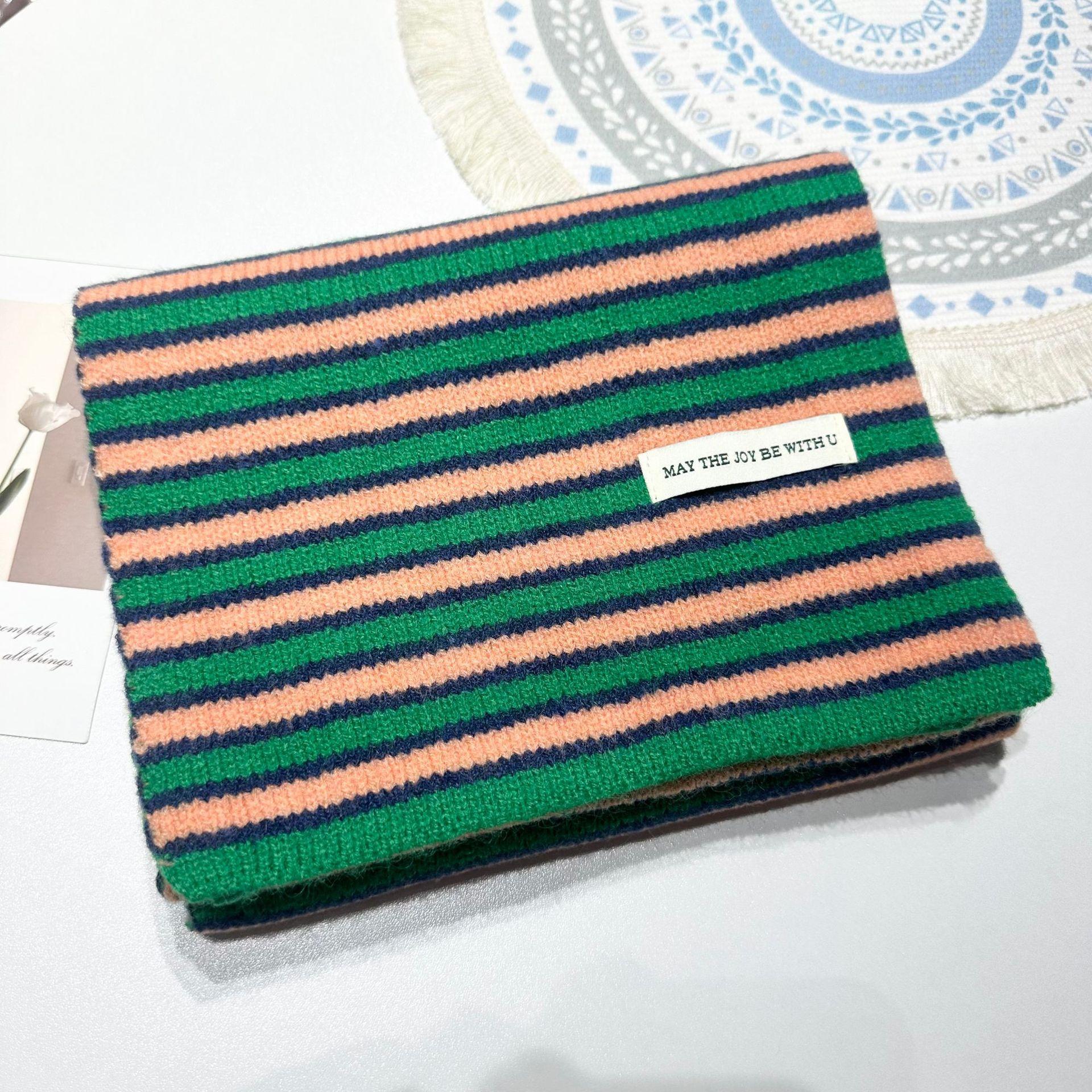 

New Striped Knitted Scarf for Women in Winter High End Versatile and Cute Woolen Small Scarf Men s Neck Protector Warm Korean Version