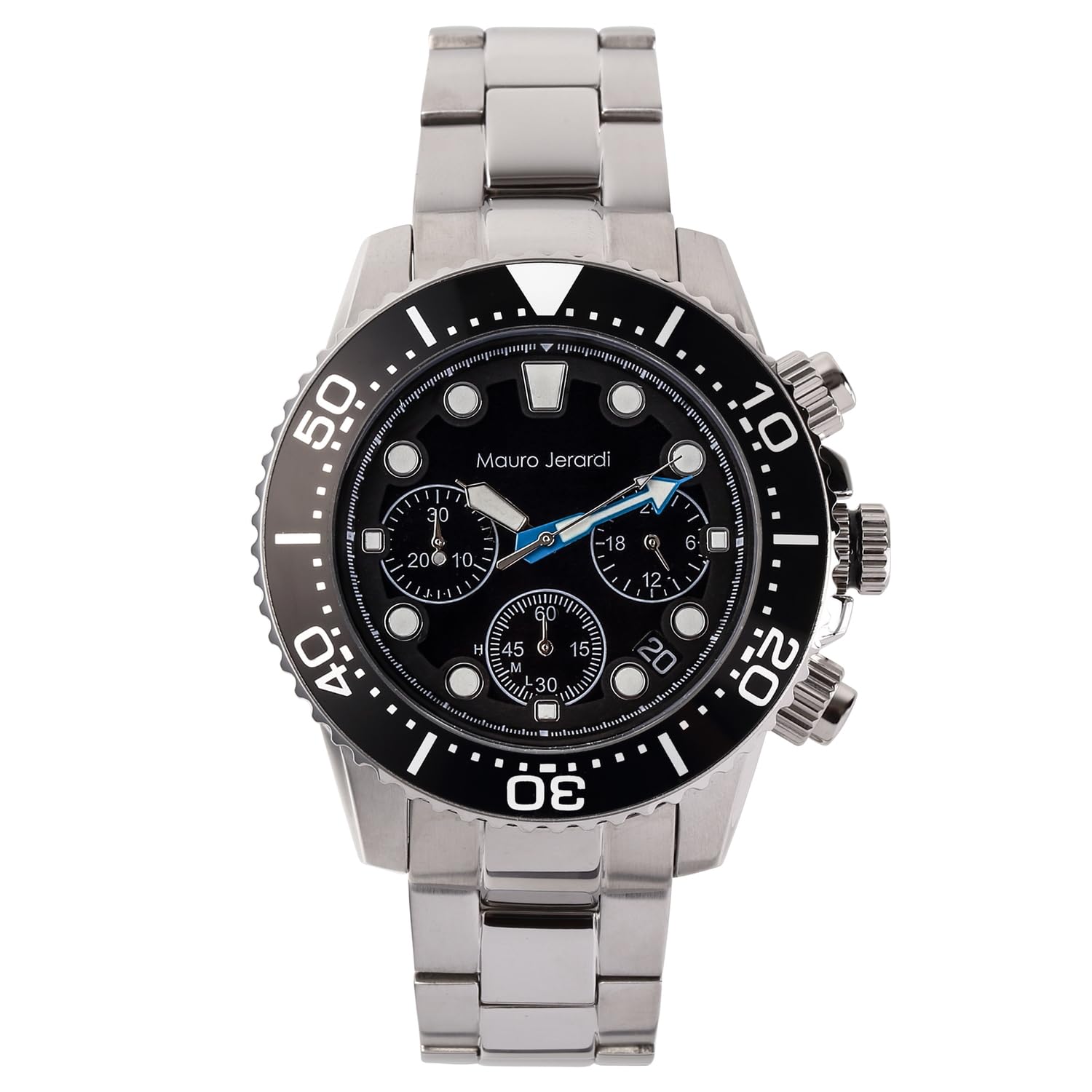 Solar Chronograph 10 ATM Water [Mauro Gerardi] Men s Watch, Resistant, MJ065-1 (Black & Blue)