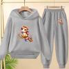 Cute Printed Hooded Sportswear Sets and Casual Sportswear Pants for Autumn and Winter Are Suitable for Boys and Girls Aged 3to12
