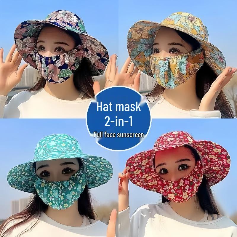 Neuer Sommer-Sonnenschutzhut mit integrierter Gesichtsbedeckung für den Außenbereich und die Feldarbeit