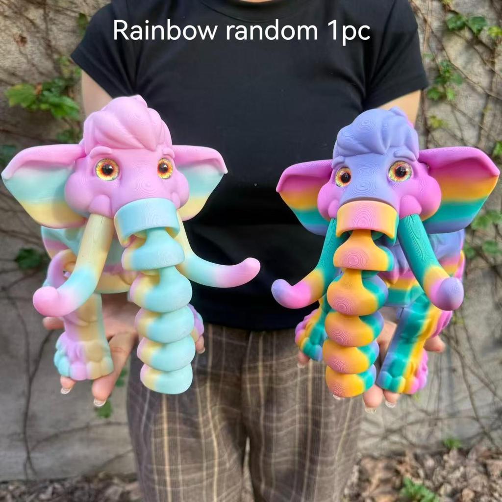 3D Printed Movable Mammoth Elephant Model – Creative Desktop Toy Ornament