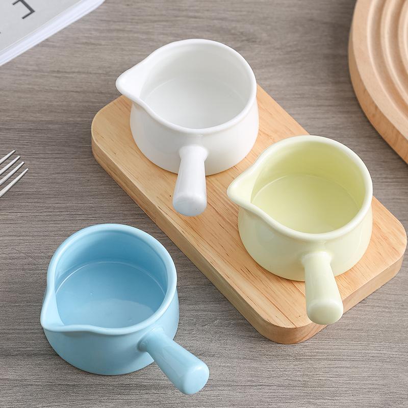 Westliches Keramik-Saftkübel mit Griff Mini Kleine Milchkanne Kaffeegeschirr Sahnetasse Haushalt Gewürz-Saucen-Drizzle-Schale