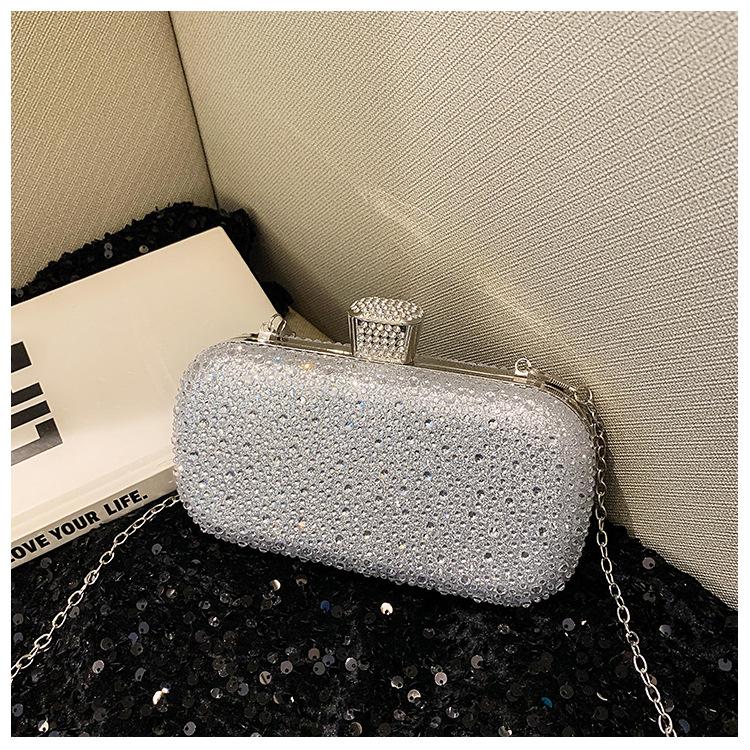 Fashion Ladies Shiny Luxury Rhinestone Decorative Clutch Bag Evening Bag Elegant Temperament Dinner Bag