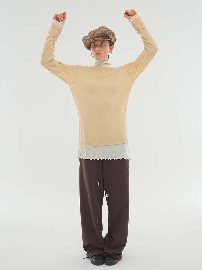 Eleleldijainseutyudio Wool Rib Jersey Long Sleeve Tee_Vanilla Beige