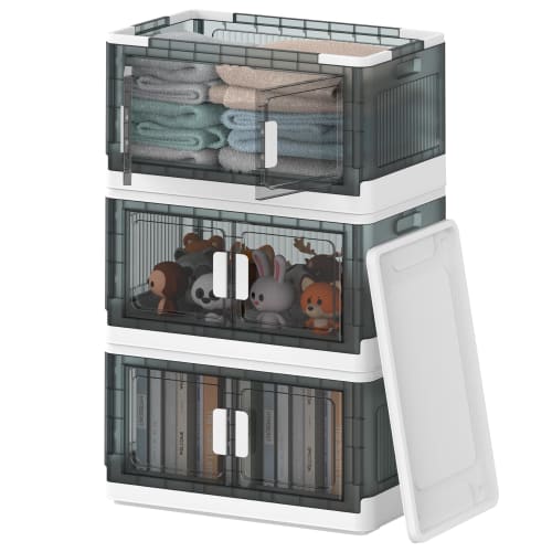 COOSOT Foldable Storage Containers, Left and Right Opening, Large Capacity Storage Box with Lid, Heavy-Duty Storage for Clothes, Bedding, Outfits, and