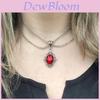 Collana Cristallo Gotica da Vampiro con Doppia Catena Argentata per Donne Accessorio di Halloween