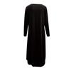 Women's Casual Round Neck Long Sleeve Curved Hem Loose Long Dress With Pocket