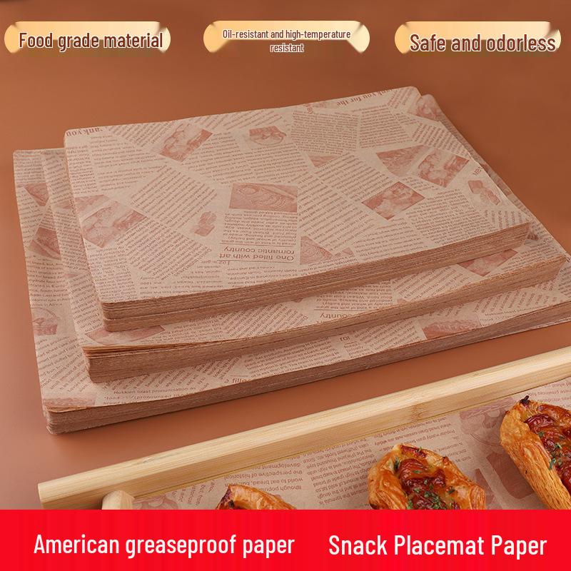 American Greaseproof Oil-Proof Food Grade Rectangular Paper Liner for Takeout Boxes and Snack Trays