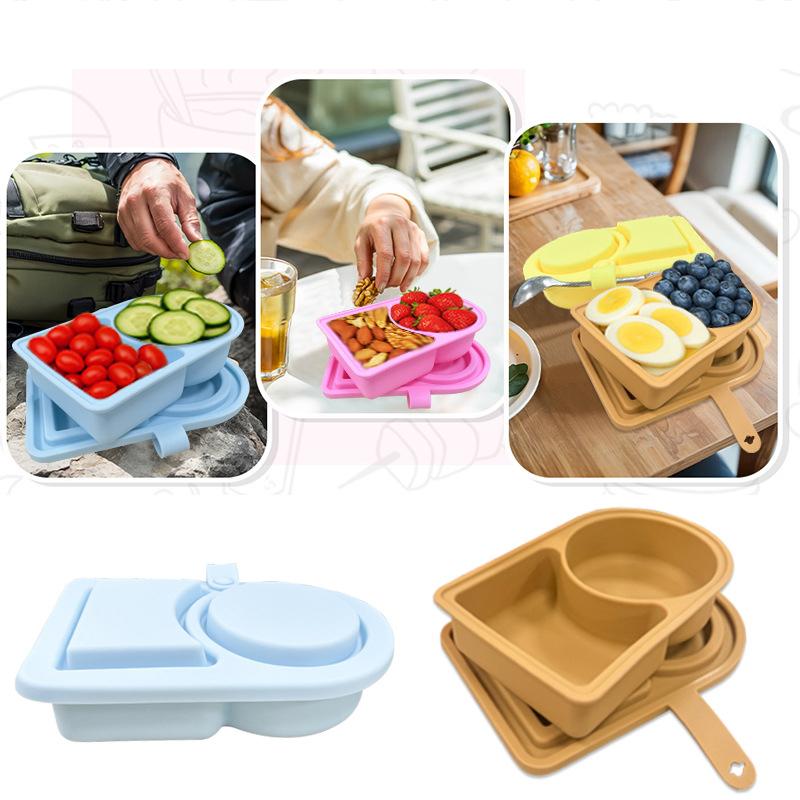 1Pieces Silicone Condiment Box For Sauce Container With Lid Portable Small Lunch Box Accessories Dip Container Outdoor Tableware
