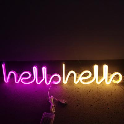 HELLO Neon Sign Creative Shape USB/Battery Operated Non-glaring LED Neon Lamp Wall Ornament Party Supplies