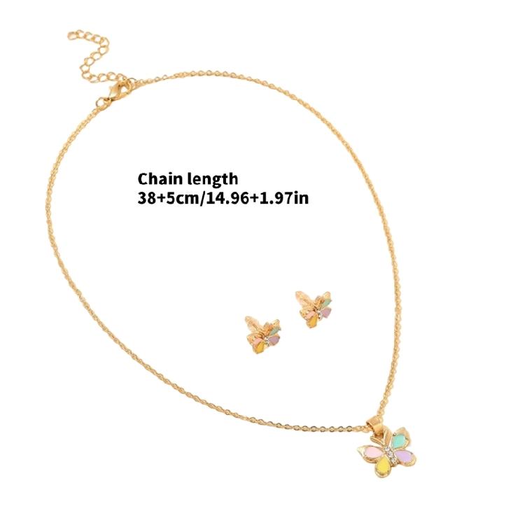 Butterfly Heart Pendant Jewelry Set for Daily Wear Handmade Alloy Necklace and Earrings Birthday Party Accessories