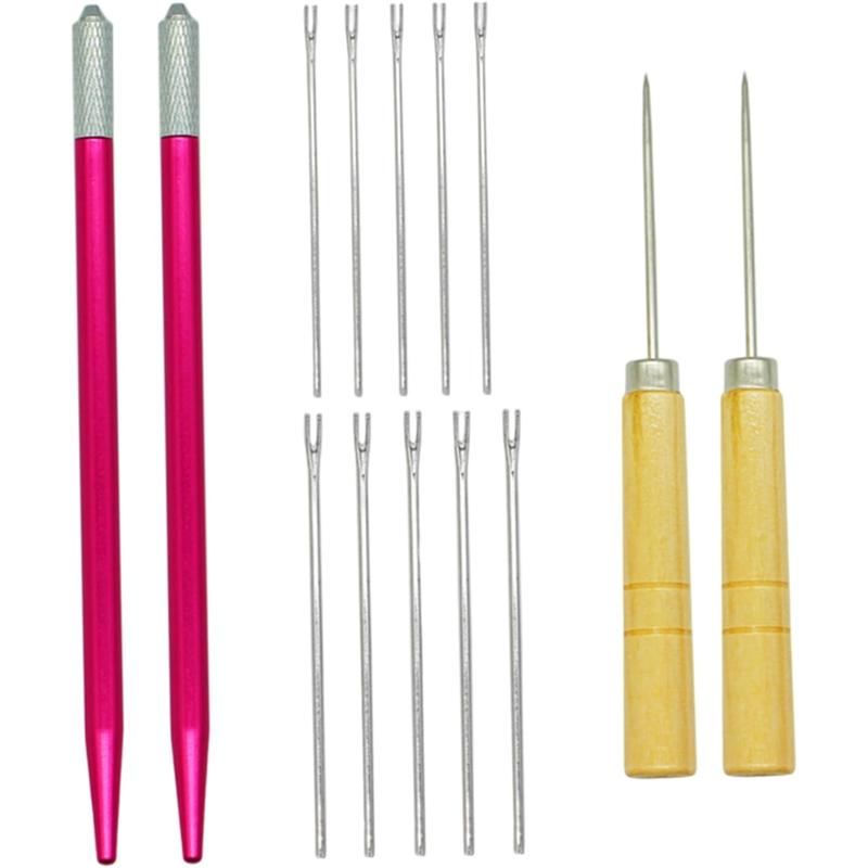 

Инструмент для пересадки волос для париков DIY - Включает спицы для вязания, держатели и деревянные шила, идеально подходит в качестве аксессуара для пересадки волос