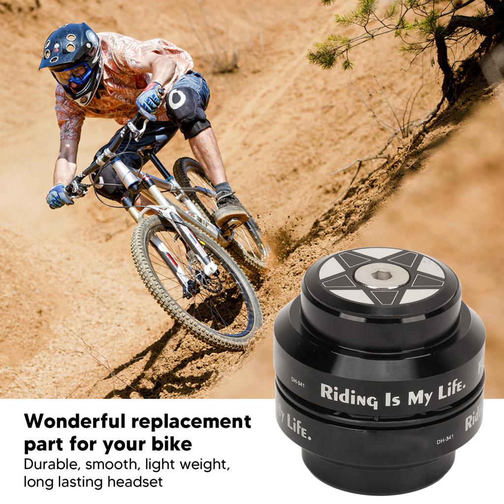 Bike Headset Set 34mm Bicycle Headset Aluminum Alloy Bike Front Fork Stem Headset for 28.6mm Straight Steerer Fork Bearing