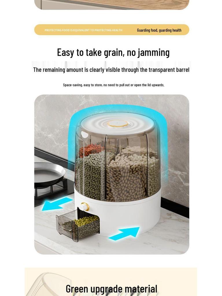 Rotating Grain Storage Jar: Airtight, Insect & Moisture-Proof Multi-Grid Container