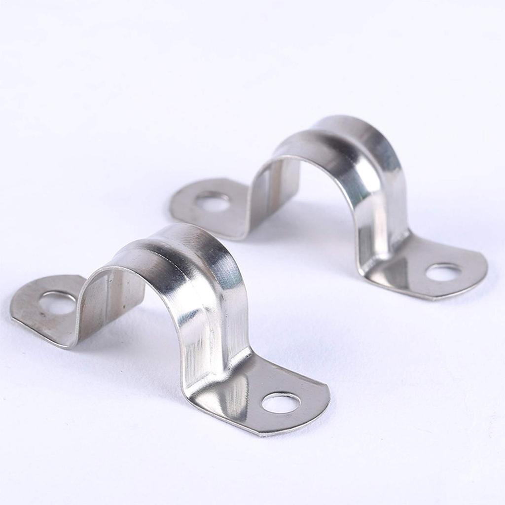 10pcs U Shape Pipe Clamps 20-60mm Stainless Steel Two Hole Strap Conduit Tube Clip Water 2-hole Pipe Strap Clamp