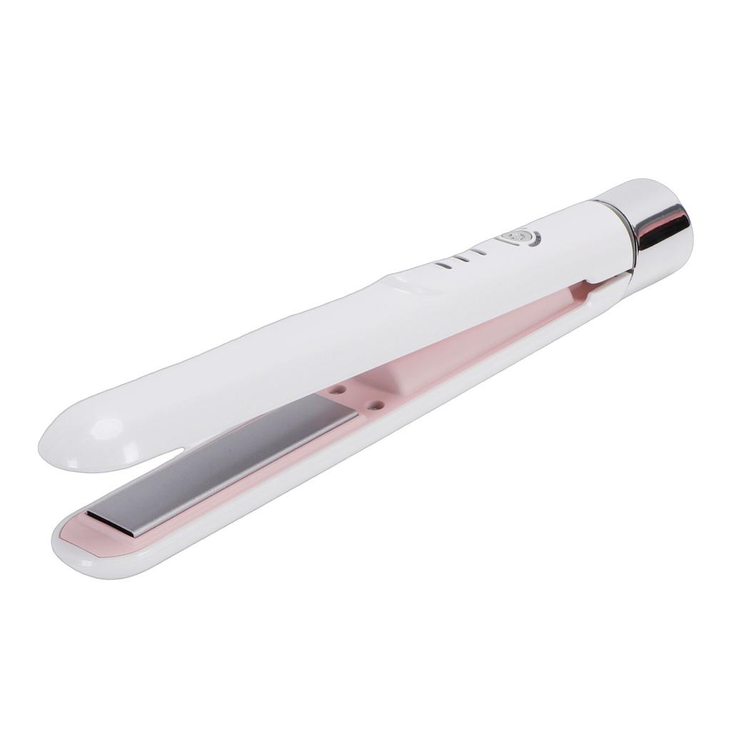 Cordless Flat Iron 3 Heat Settings 2600mAh Battery Ceramic Mini Hair Straightener Curler for Travel Use White