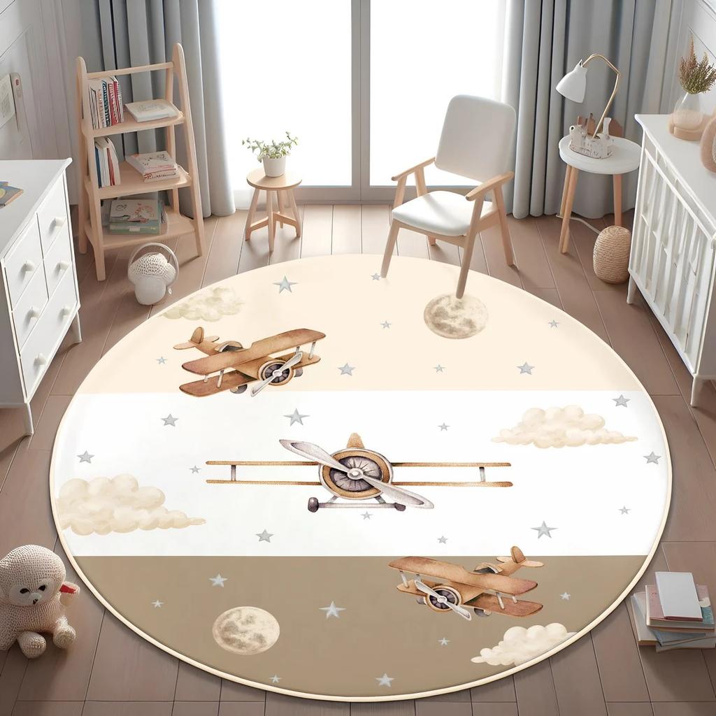 Airplane Children's Hot Air Balloon Kids Rug for Living Room Baby Girl Room Kids Playroom Mat Bedroom Rug Nursery Sofa Rug