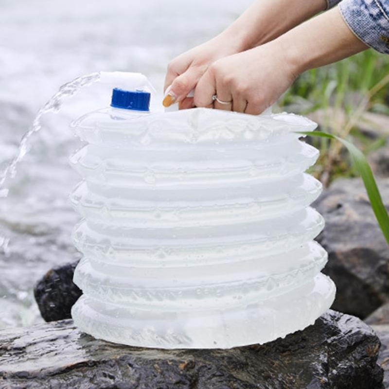 Large Capacity Folding Bucket Collapsible Water Container with Tap Travel Water Bag for Outdoor Camping Fishing Washing