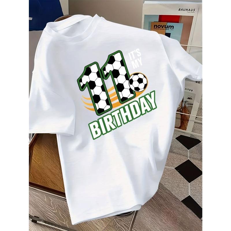 European sizes Children Soccer Pattern Birthday T-Shirt for Boys and Girls Children's Day Gift Printed Cartoon Sleeve Casual Breathable Sporty Style