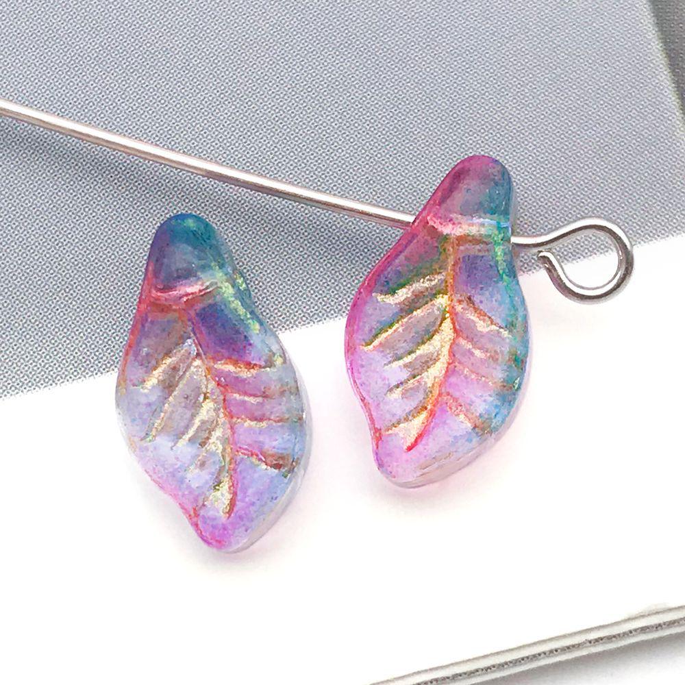 Set of 20 Colorful Transparent Glass Leaf Charms with Gold Edging for DIY Bracelets, Necklaces, and Accessories
