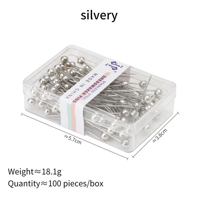 100 Teile/schachtel Bunte Nadeln mit rundem Perlenkopf zum Selbermachen, Schneidernadeln, Stichwerkzeuge, Positionierungsnadeln, Nähzubehör