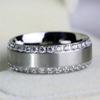Couple Rings For Women White Rhinestones Zirconia Rings Set Simple CZ Stainless Steel Men Ring Wedding Jewelry For Lover Gifts