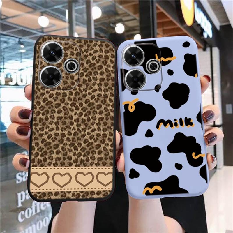 Weiche Silikonhülle mit Leopardenmuster für iPhone Xiaomi Redmi Note 13 14T 15 Samsung A55 A35 M35 S24 FE Huawei Honor Kamera-Schutzhülle mit stoßfester Abdeckung