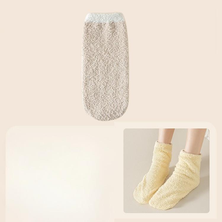 Female Autumn and Winter Thickened Warm Coral Velvet Loose Not Foot Sleep Special Long Socks