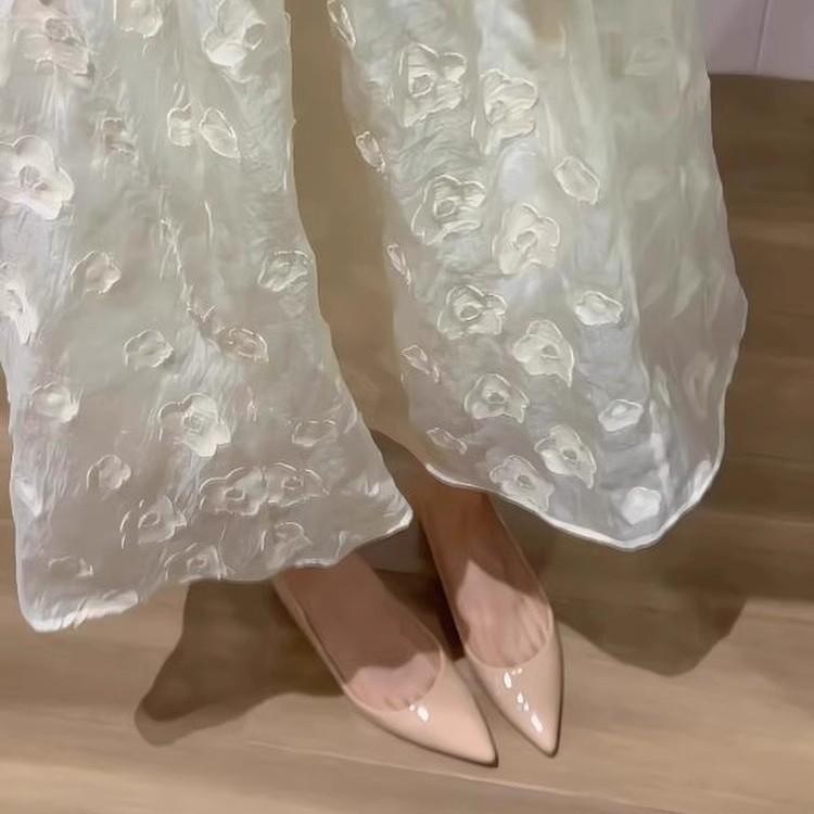 Sheepskin~ Small inner height increase 5cm single shoes women's French sexy versatile temperament pointed commuting beautiful flat shoes