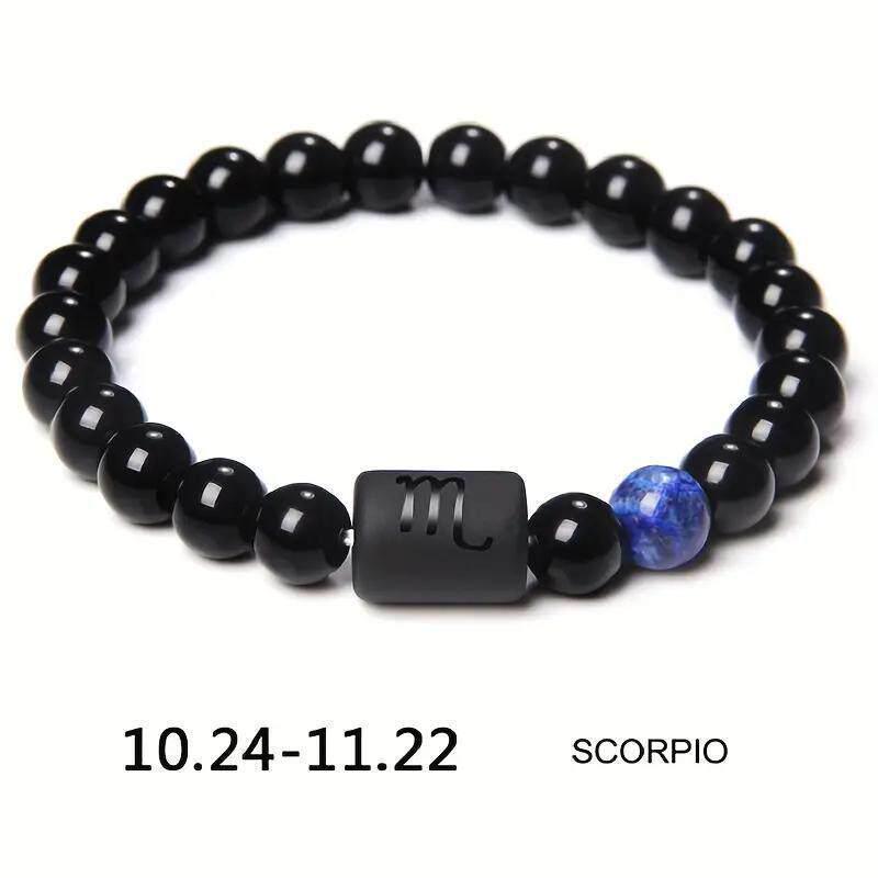 Twelve Constellations Elastic Bracelet with Tiger Eye and Agate Beads