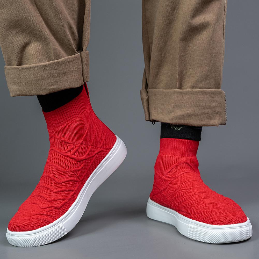 Plus Size High Top Massive Sports Sock Boot New Men Sock Sneakers Man Running Sport Shoes White Sports Shoes Knit Gym Male Shoes