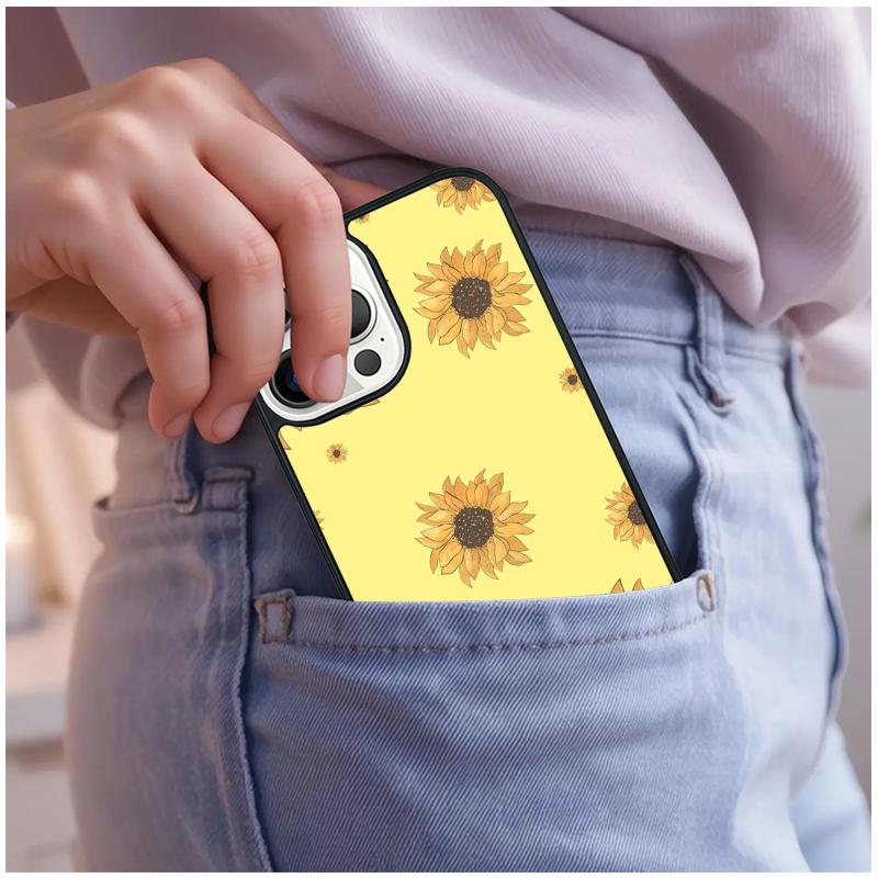 Sunflower Floral Phone Case For iPhone 17 Air 15 16e 14 13 Pro Max Coque 12 11 Pro Max PLUS cover