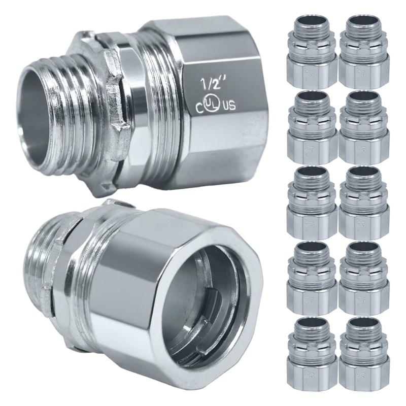 10PCS Steel Conduit Fittings with Spring Lock Easy Installation No Thread Designs Spring Lock set for Hard Metal Pipe