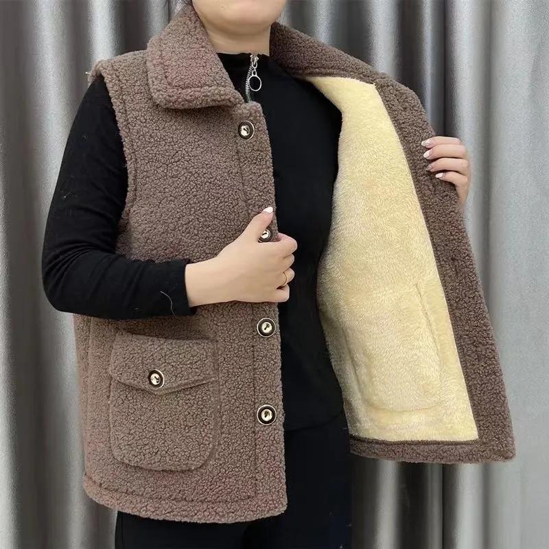 

Осенне-зимний жилет женский теплый плюс бархатный утолщенный жилет флисовый жилет безрукавка женская M кофейный