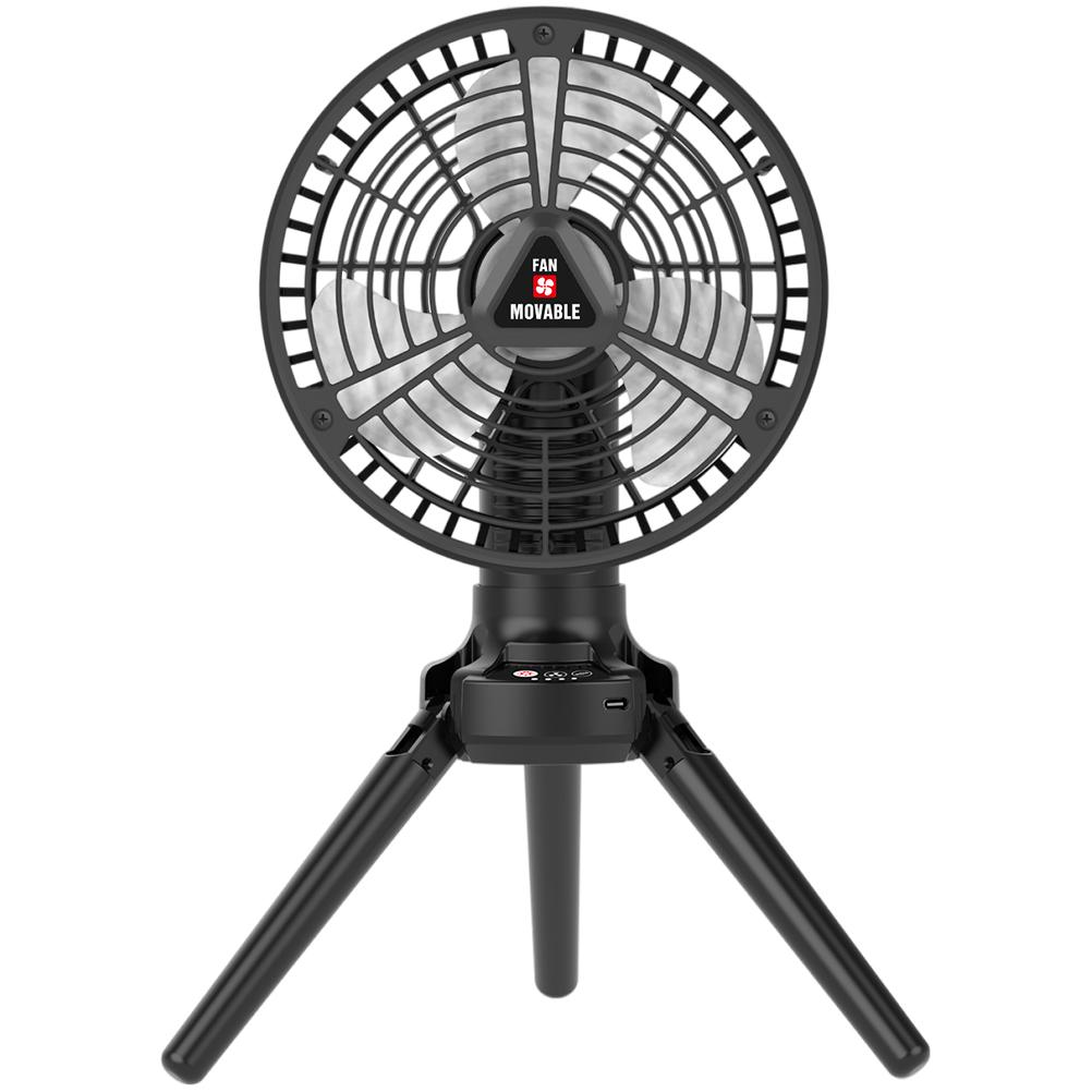 Portable Desk Fan with Tripod Light USB Rechargeable Air Cooling Fan Light Outdoor Camping Ceiling Fan for Travel Tent