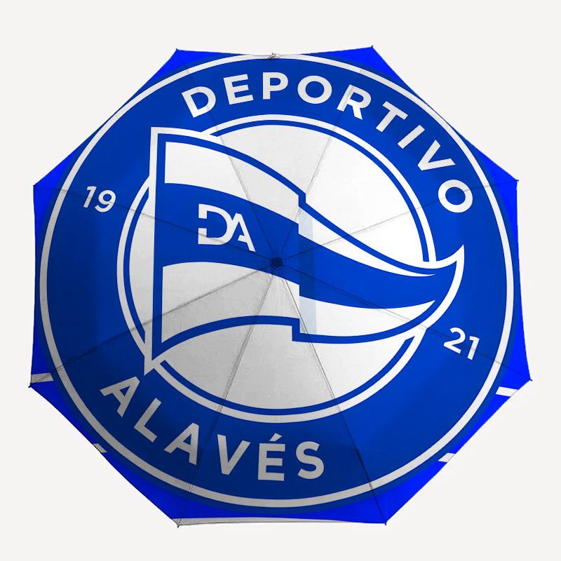 Deportivo Alavés, Football Club- Automatic Opening and Closing, 8-rib Structure Portable Umbrella, Suitable for Men and Women in All Seasons