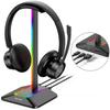 NEW BEE Z8 RGB Light Headphone Stand with USB + Type-C Expansion Hub Gaming Headset Holder Display Rack