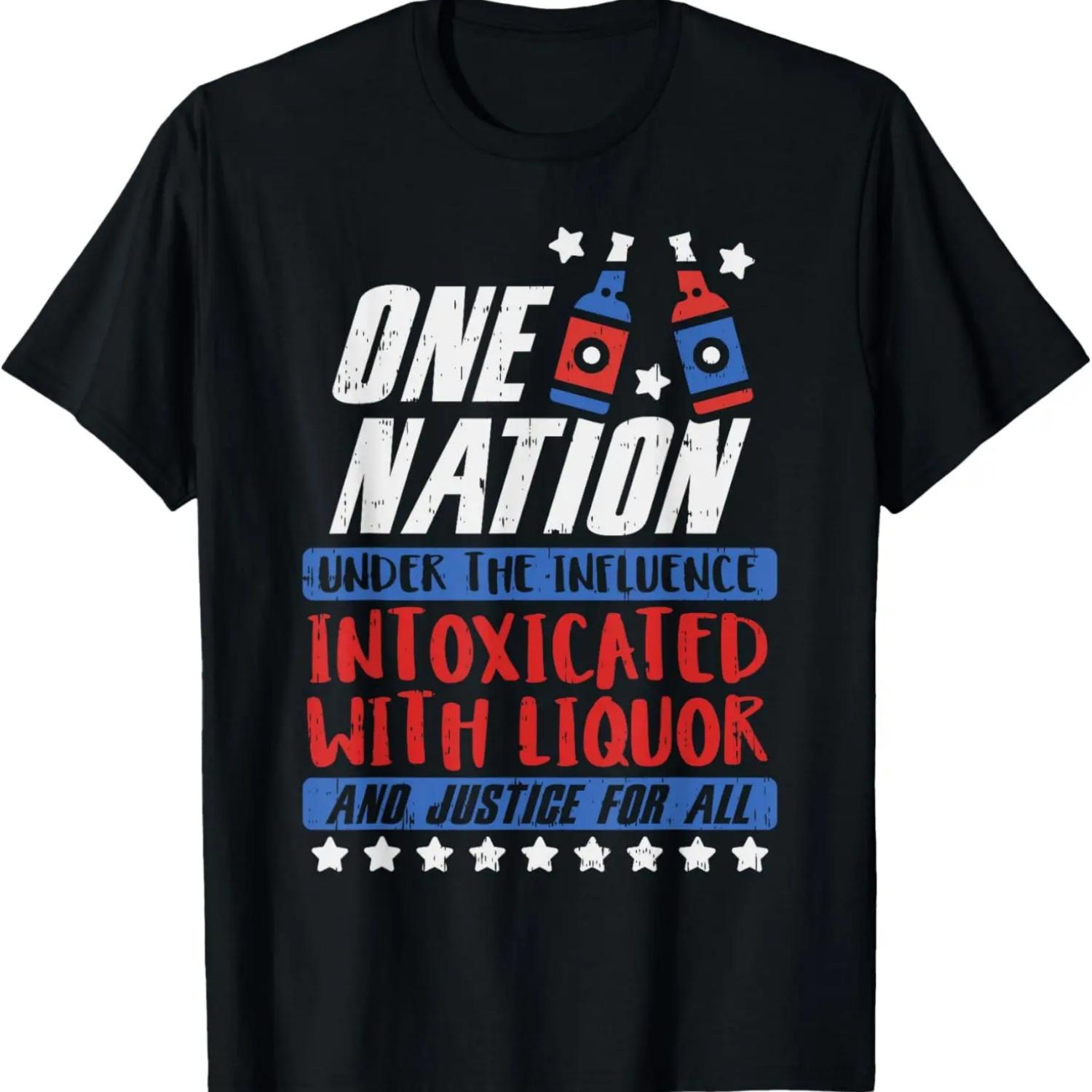 

One Nation Liquor Funny USA 4th Of July Party Drinking Team T-Shirt XXXXXL чорний