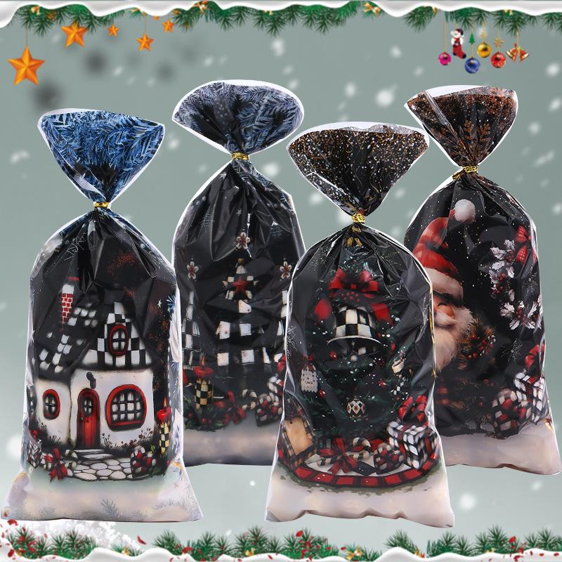 50/100Pcs Christmas Gift Bags Christmas Decorations For Home 2025 Xmas Gifts New Year 2026 Santa Claus Snowman Packaging Bags