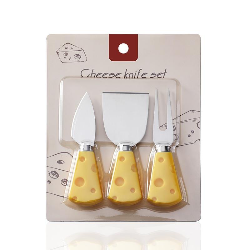 Creative Yellow Cheese Handle Knife and Fork Shovel Three-piece Stainless Steel Cheese Knife Set