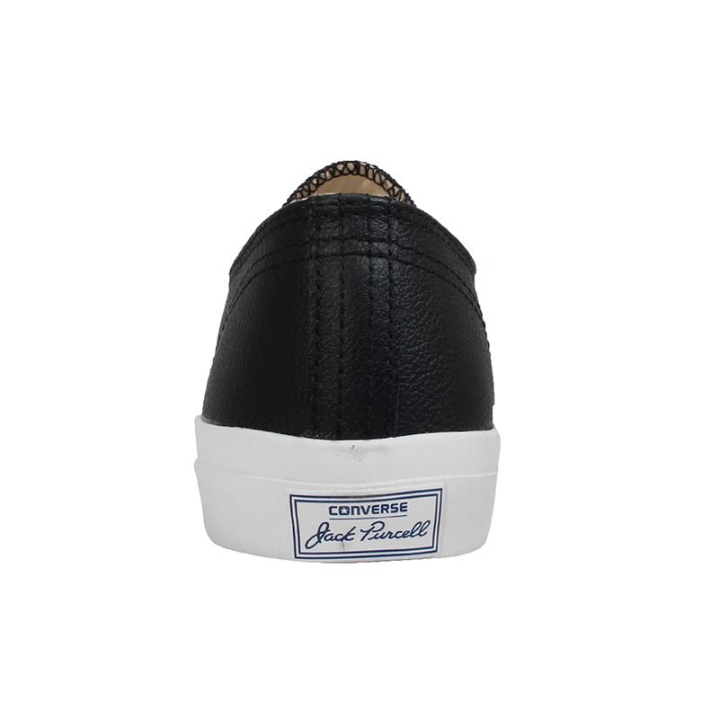 Converse Jack Purcell Leather Open-Mouth Smile Trendy Wear-Resistant Non-Slip Low-Top Sneakers Unisex Black and White