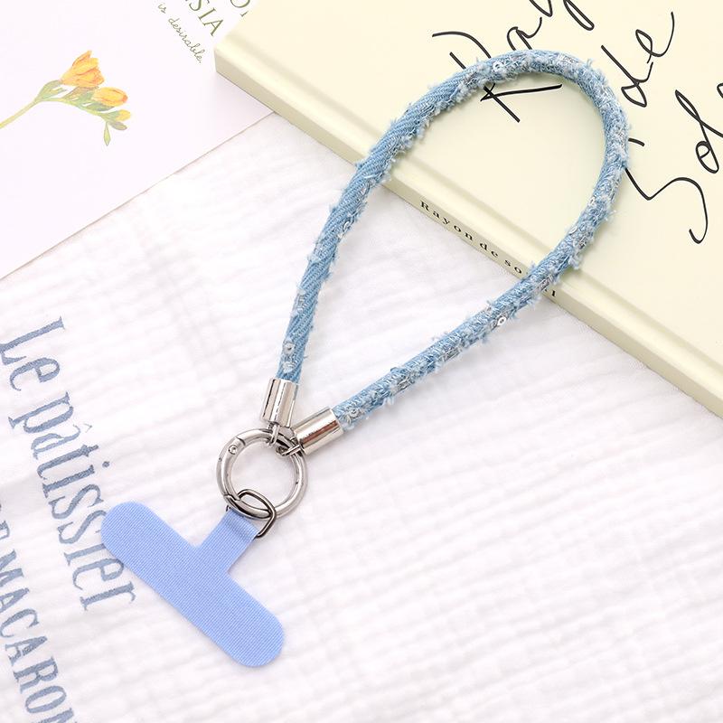 

Блестки Деним Ремни для мобильного телефона Шнурок Короткий ремешок на запястье Защита от потери Подвесная цепочка Декор