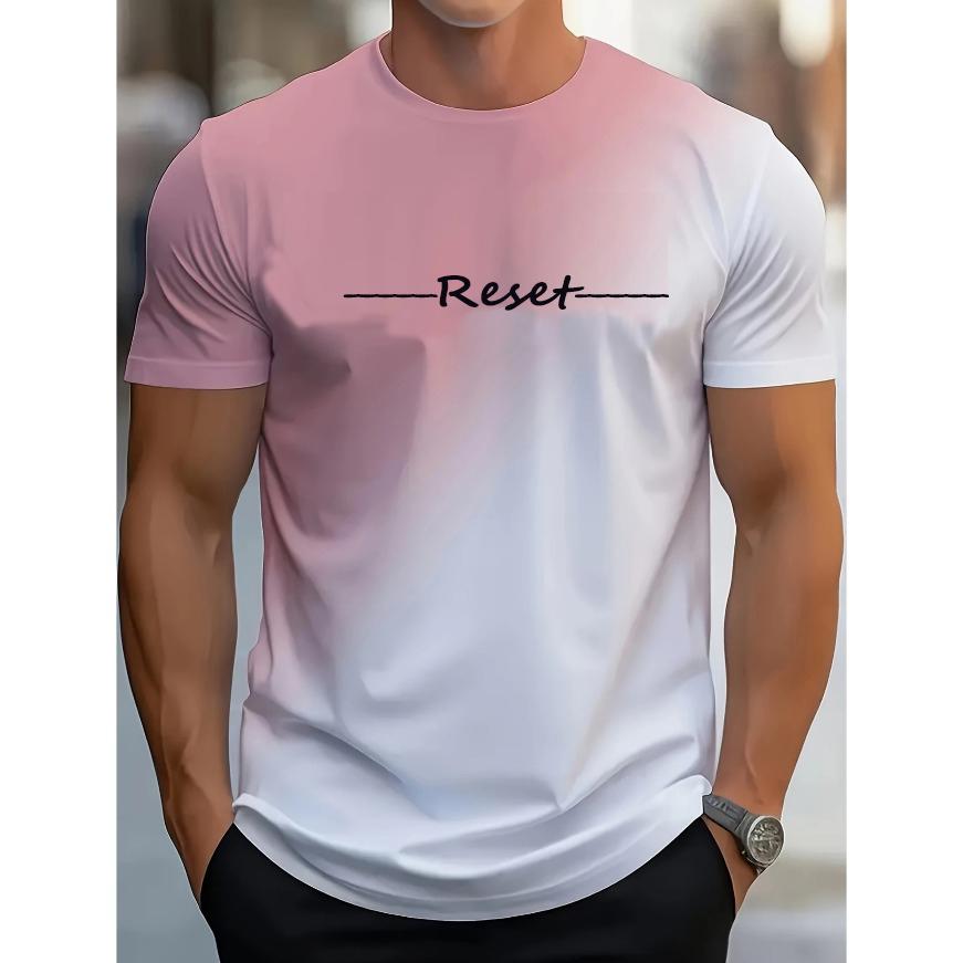 Tricou cu Mânecă Scurtă cu Imprimeu Alfabet Îmbrăcăminte Casual de Weekend pentru Gât Rotund Gradient Bărbați și Adolescenți Stațiuni de Vacanță Primăvară/Vară/Toamnă