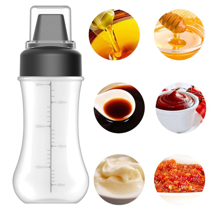 Bottiglia Spremi Salsa da 350 ml con Cinque Fori in Plastica Bottiglia Ketchup Dispenser Salsa Miele