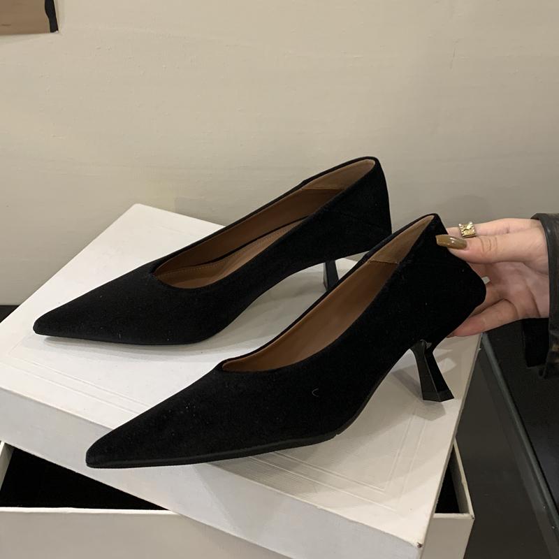 Fashion SUOJIALUN 2025 Autumn New Pointed Toe Pumps Shoes Fashion Shallow Slip On Ladies Elegant Single Shoes Thin High Heel Boat Shoes