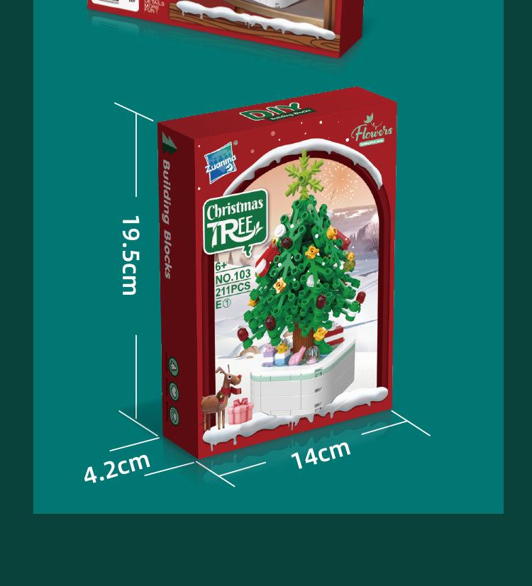 Drill Horse 103E-1 Christmas Tree Building Blocks Toy – Children's Desktop Ornament, Festive Gift