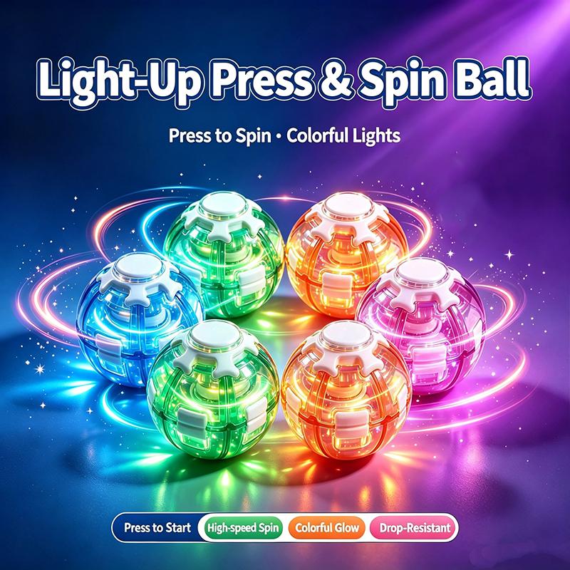 Led Magic Press To Spin Stress Relief Fidget Balls Autism Adhd Focus Quiet Cool Gadgets Unique Gifts For Kids & Adults